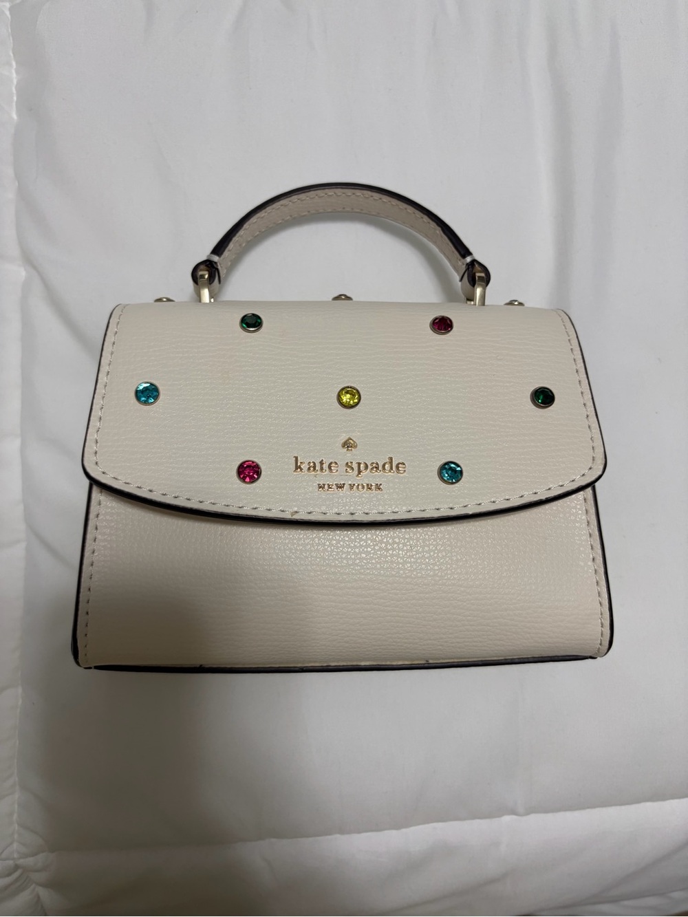 Limited edition kate spade cream mini top-handle bag with multicolor studs - Picture 2 of 6